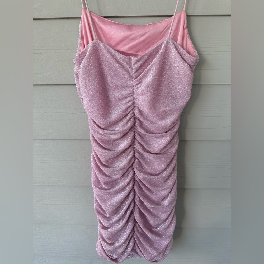 Lucy in the Sky Sparkling Pink Ruched Dress